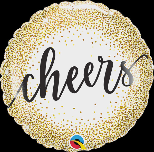 18" ROUND FOIL CHEERS GOLD GLITTER DOTS